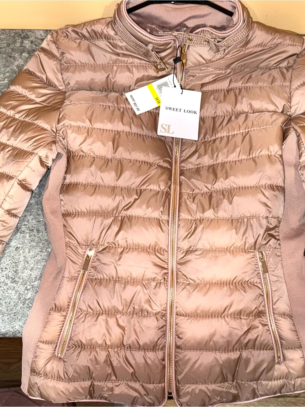 Women's rose gold Quilted Puffer Jacket